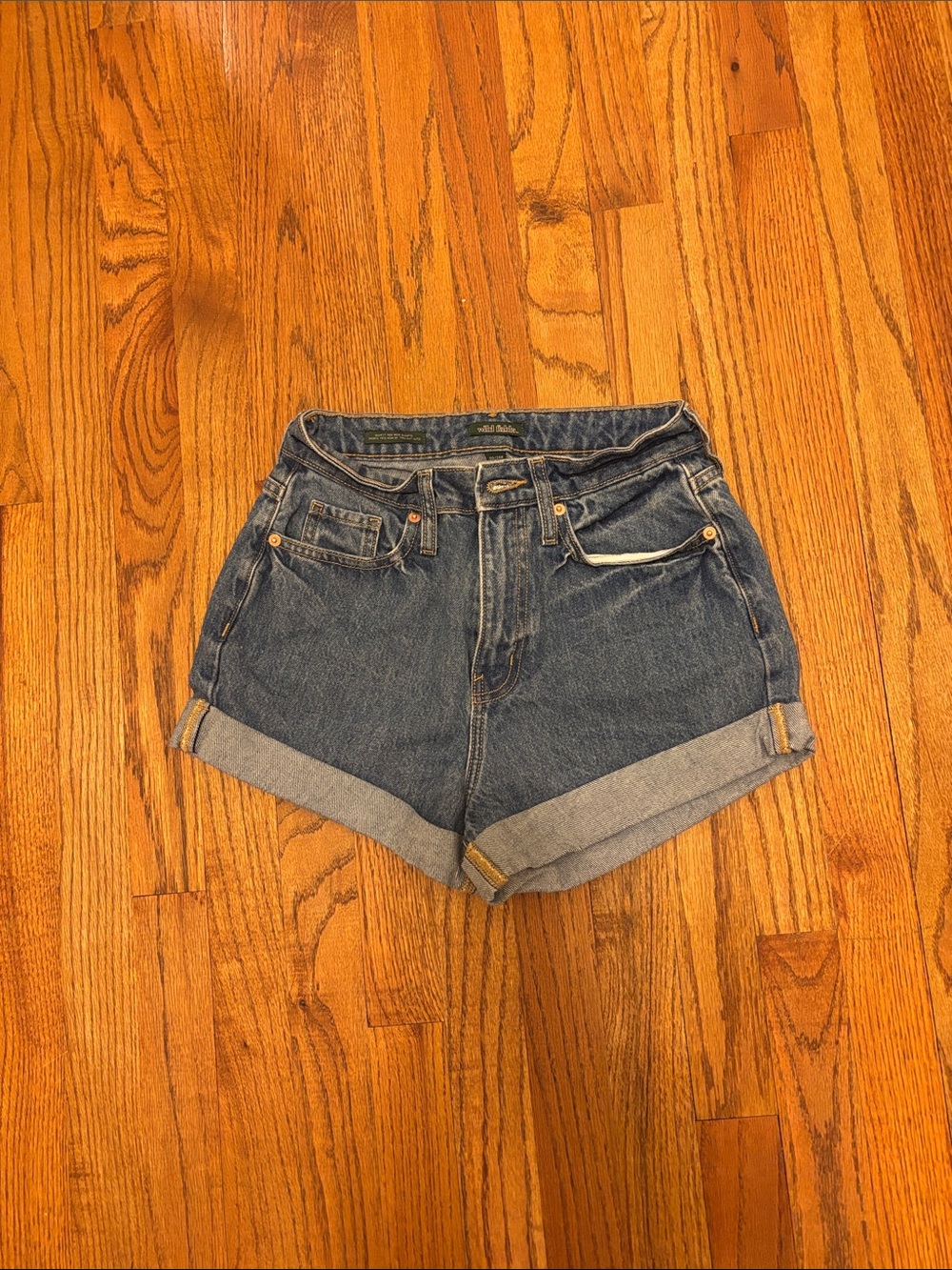 wild fable Dark Blue High-Rise Rolled Hem Jean Shorts